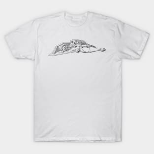 Space Ship Vintage Patent Hand Drawing T-Shirt